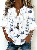 Botanical Pattern Vintage Loose Shirt