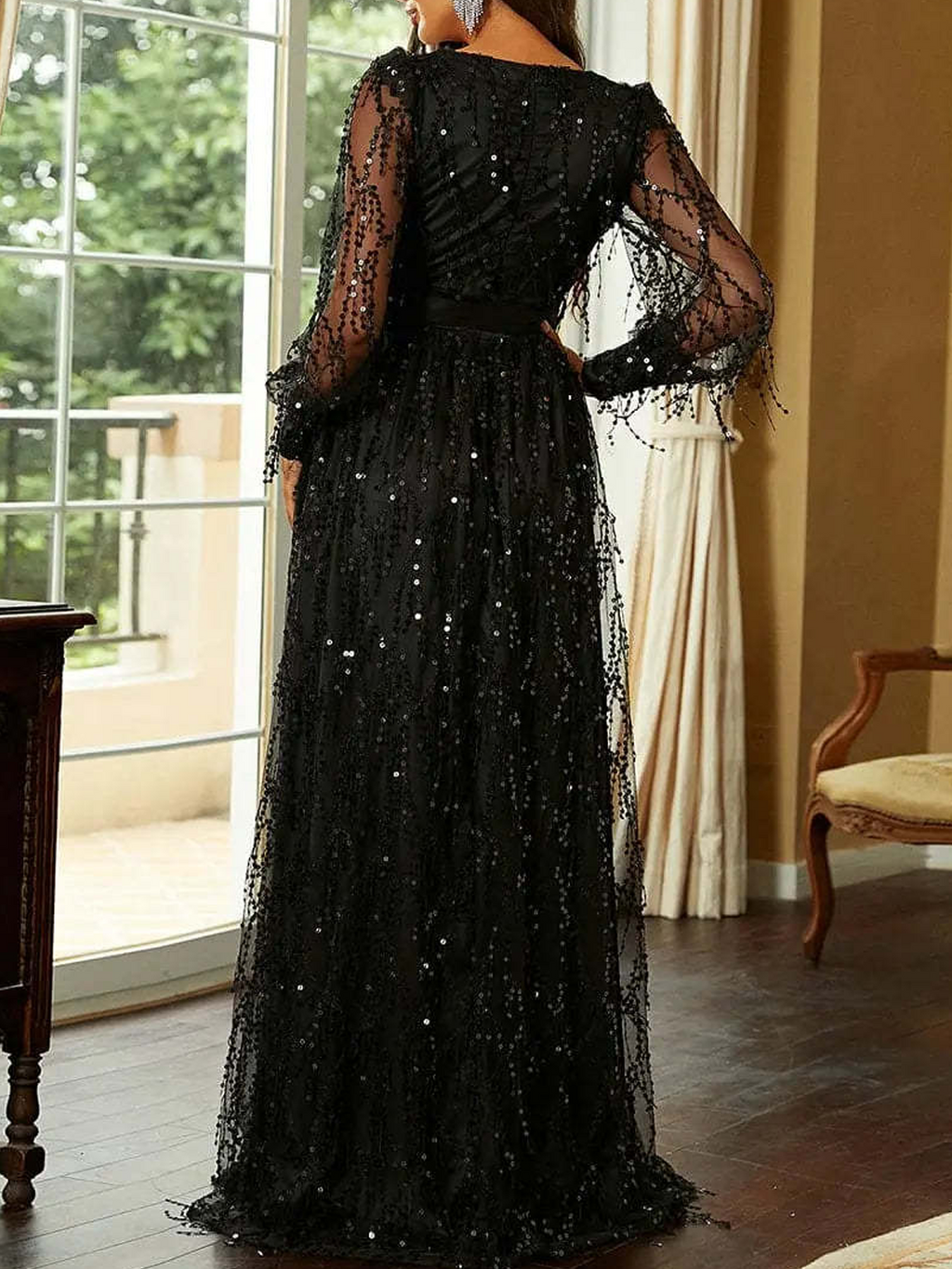 Sequined party event evening dress long dress