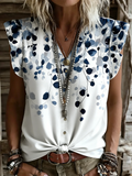 Vintage Ditsy Floral Ruffle Sleeve Others Loose T-Shirt