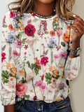 Crew Neck Floral Casual T-Shirt