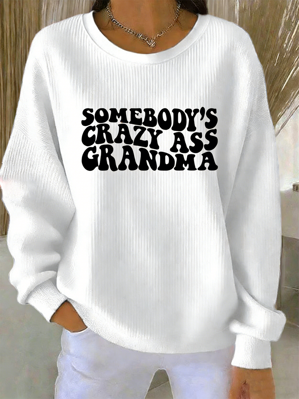 Loose Casual Crew Neck Letter Pattern Sweatshirt