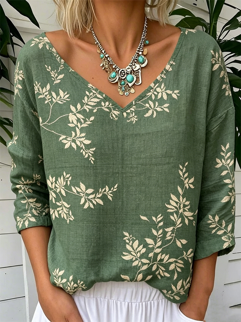 Jersey Loose V Neck Vintage T-Shirt