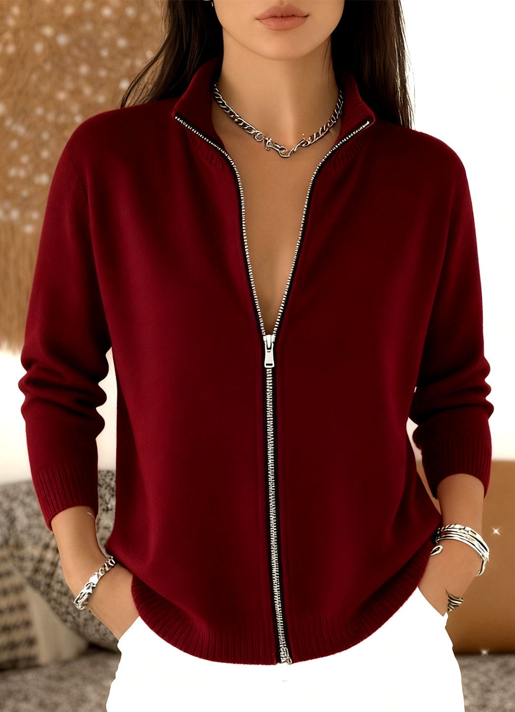 Wool/Knitting Others Simple Plain Cardigan