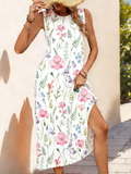 Cotton Loose Floral Casual Dress With No