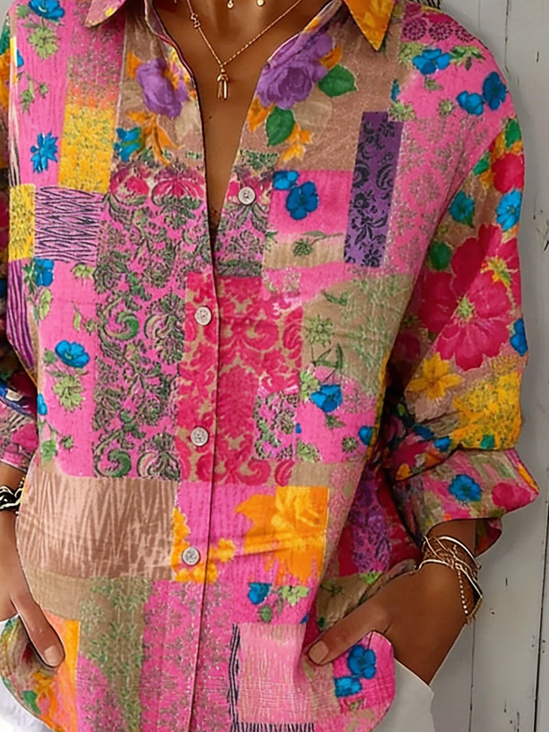 Women's 3D Floral Printing Casual Shirt
