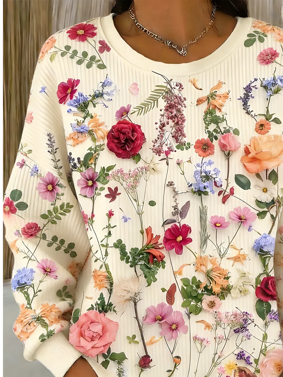 Casual Crew Neck Loose Sweatshirt