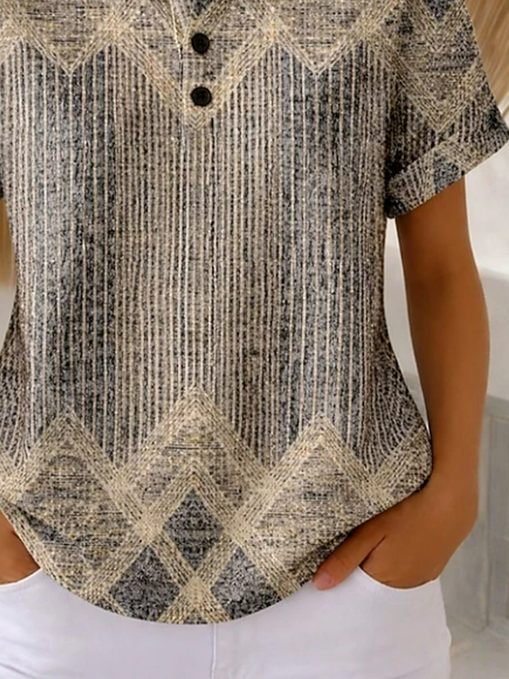 Women's Short Sleeve T-shirt Summer Brown Abstract Printing Crew Neck Daily Going Out Casual Top