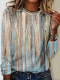 Women's Long Sleeve T-shirt Spring/Fall As Picture Abstract Printing Jersey Crew Neck Daily Going Out Casual Top
