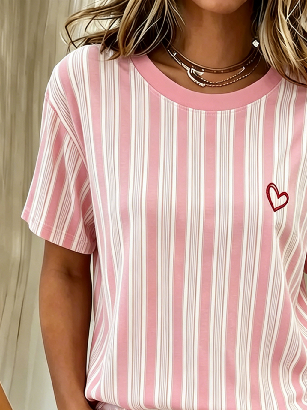 Casual Striped Cotton Regular Fit T-Shirt