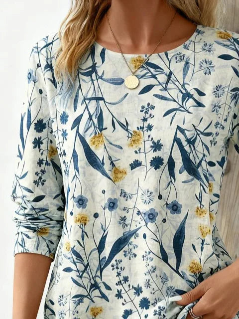 Women's Long Sleeve T-shirt Spring/Fall As Picture Floral Printing Jersey Crew Neck Daily Going Out Casual Top