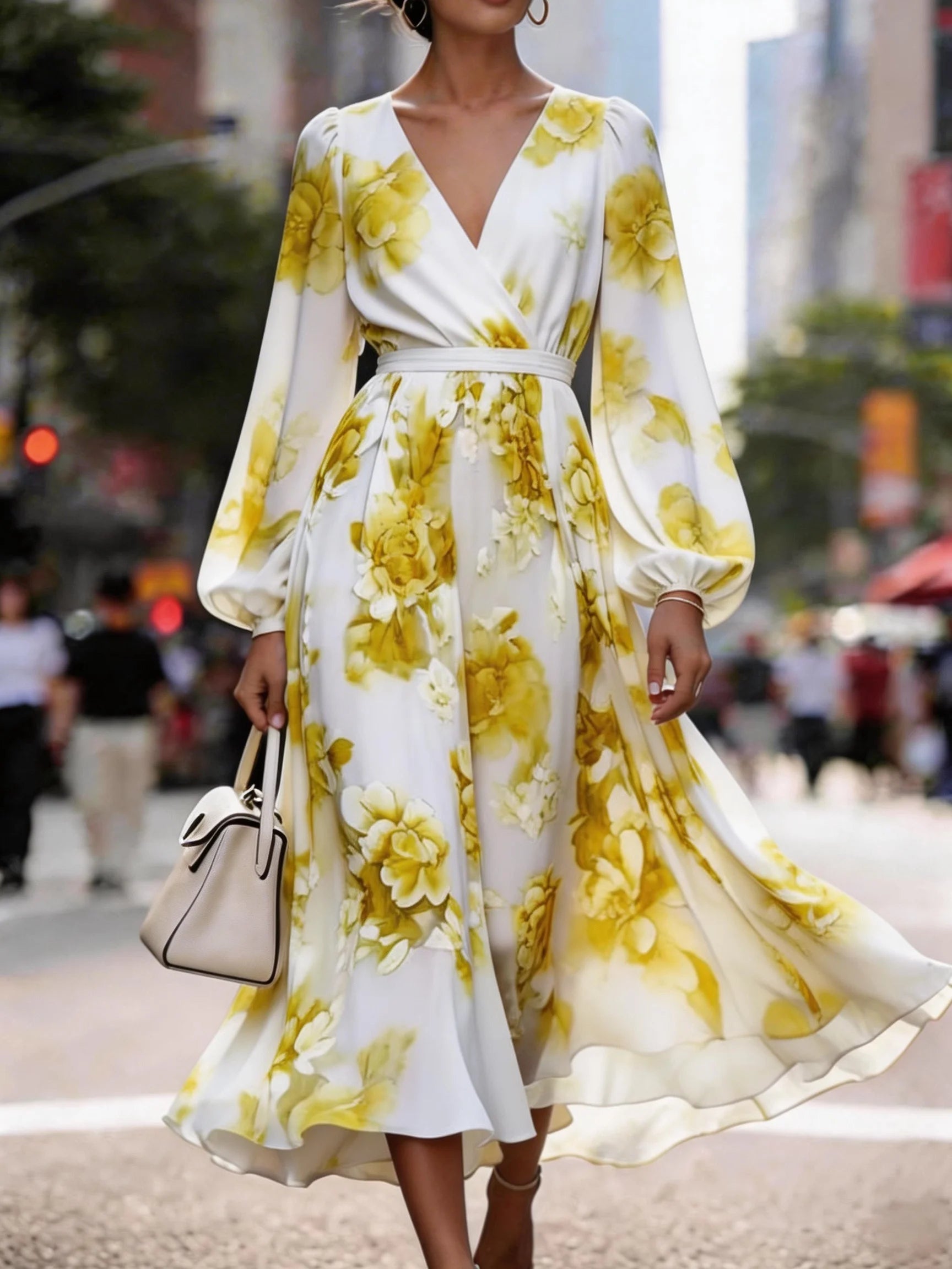 Elegant Floral Regular Fit Dress With No