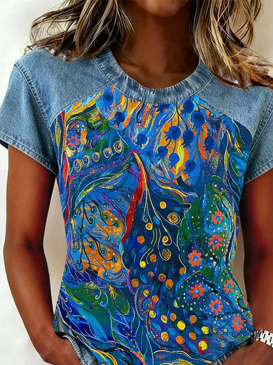 Pop Art Print Crew Neck Vintage T-Shirt