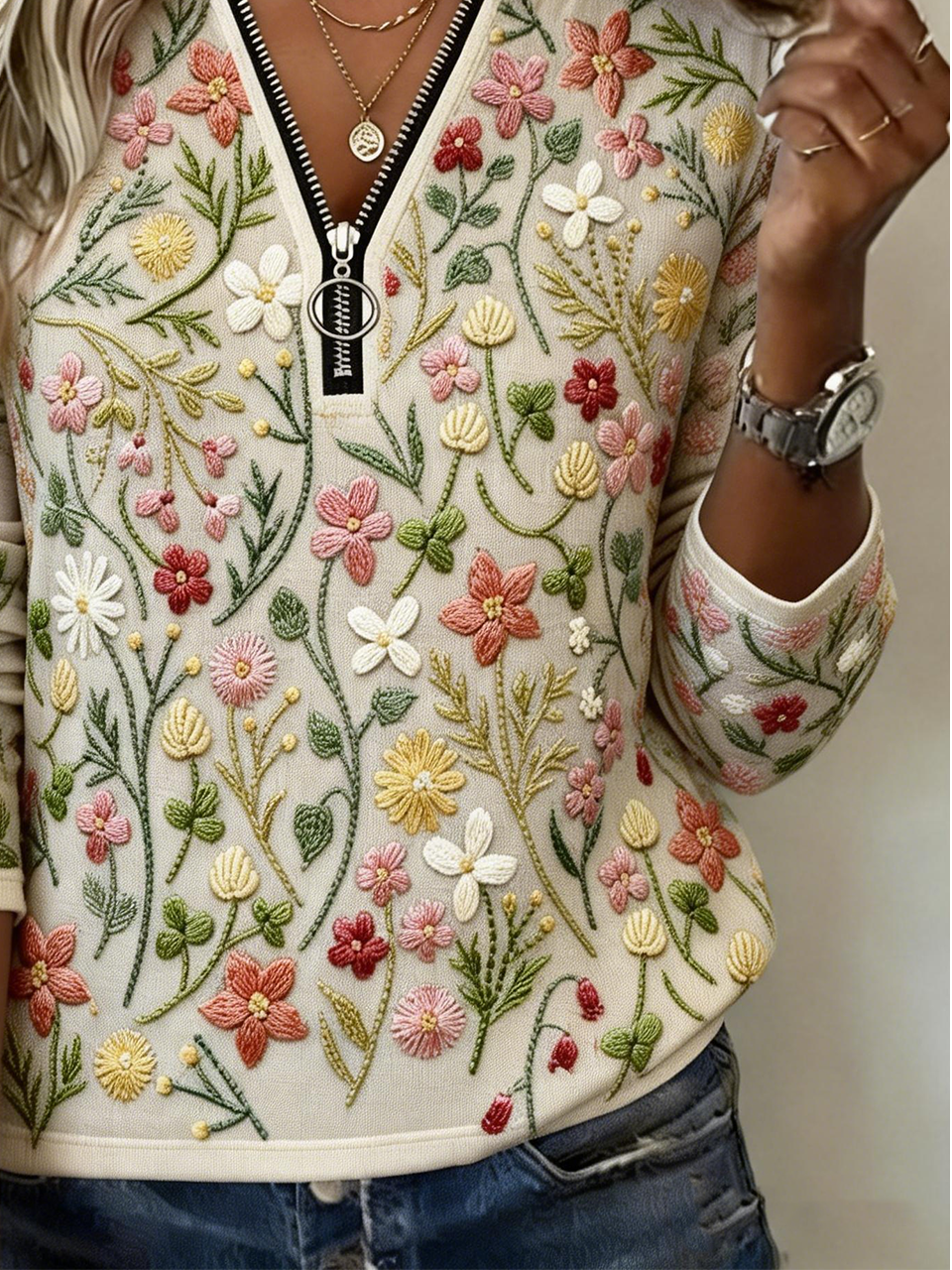 Loose Vintage Zipper 3D Printing T-Shirt