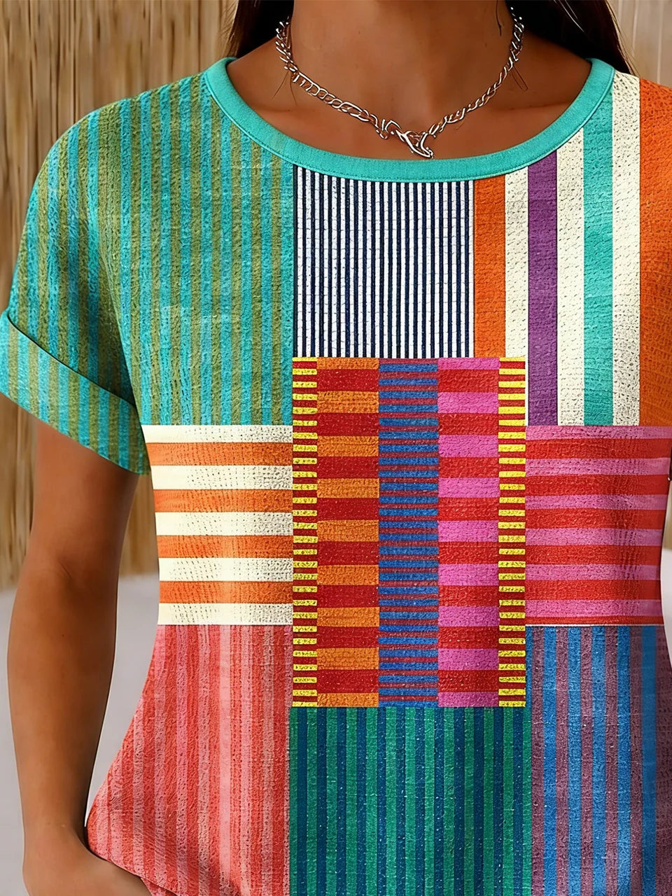 Loose Striped Vintage Others T-Shirt