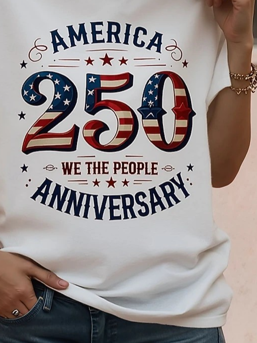 Casual Regular Fit America Flag T-Shirt
