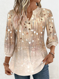 Elegant V Neck Heart/Cordate Cotton T-Shirt