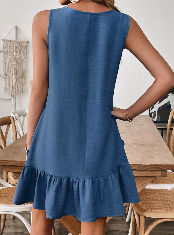 Women 3D Flower Crew Neck Sleeveless Summer Going Out Casual Tank Dress