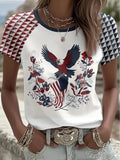 3D Printing Independence Day Vintage Crew Neck Eagle Old Glory Jersey T-Shirt