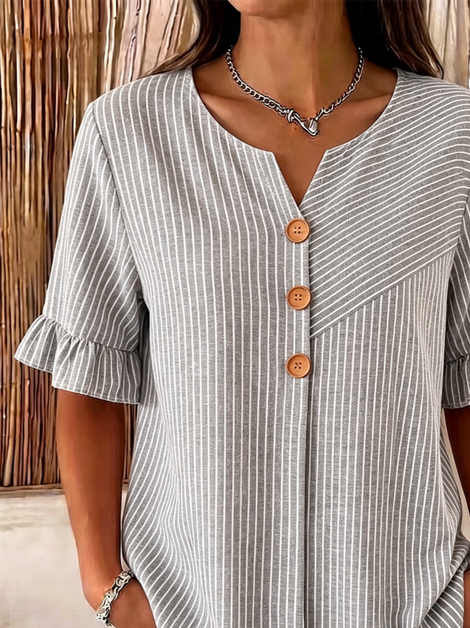 Vintage Striped Others Loose Shirt
