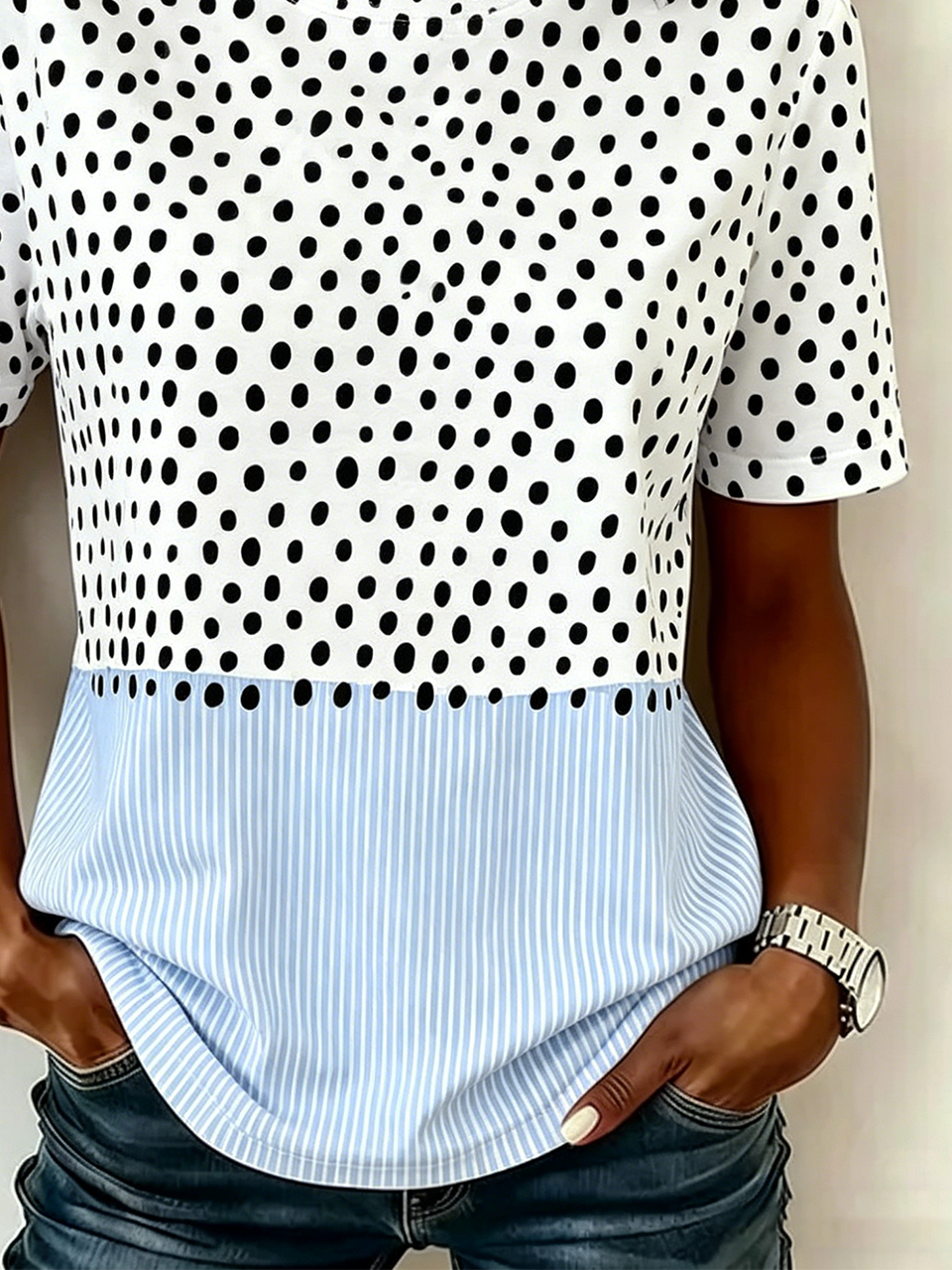 Crew Neck Regular Fit Casual Striped T-Shirt