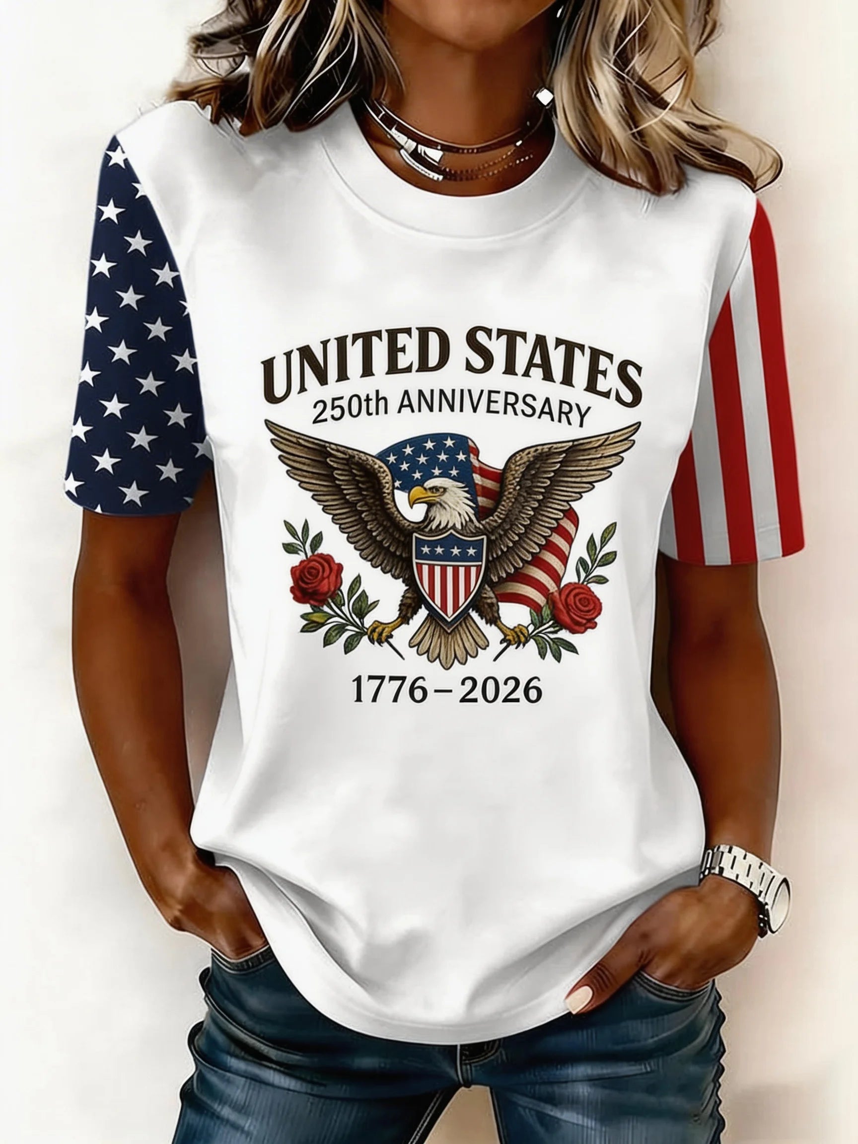 Cotton Casual Eagle Old Glory T-Shirt