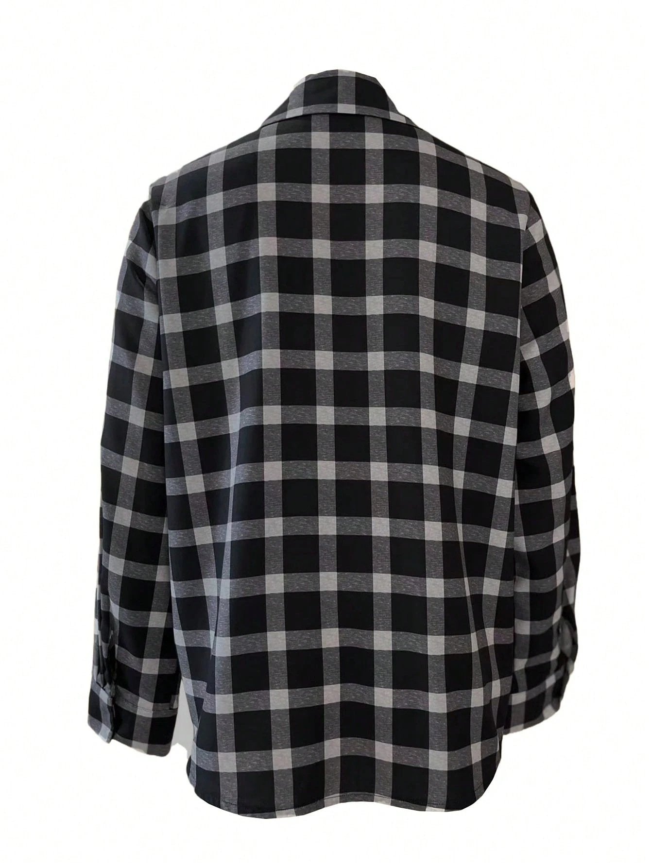 Elegant Plaid Loose Shawl Collar Shirt