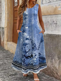 Geometric Crew Neck Elegant Dress With No
