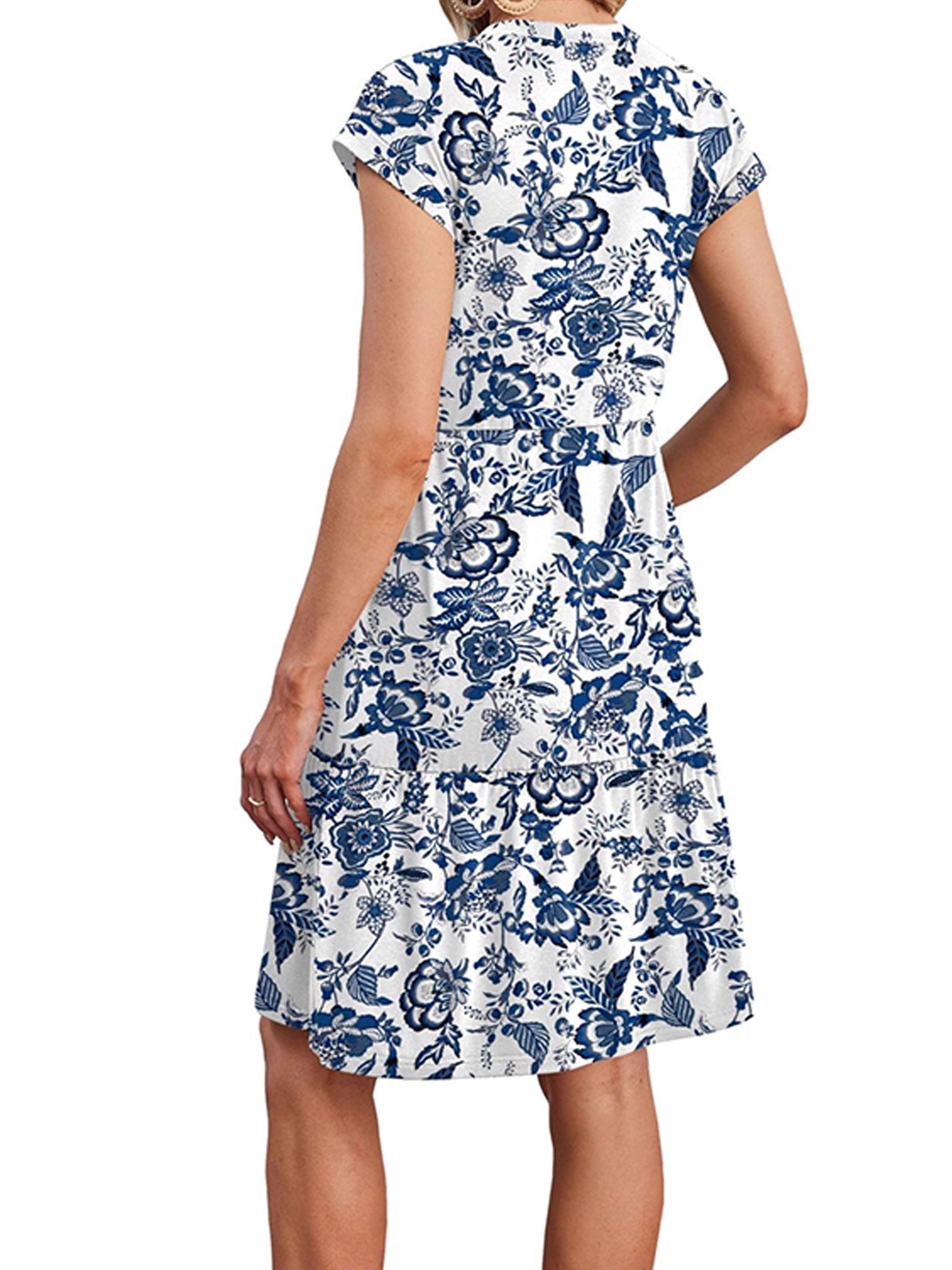 Floral Pattern Crew Neck Sleeveless Tank Dress Casual Dress Summer Spring Boho Vacation Clothes