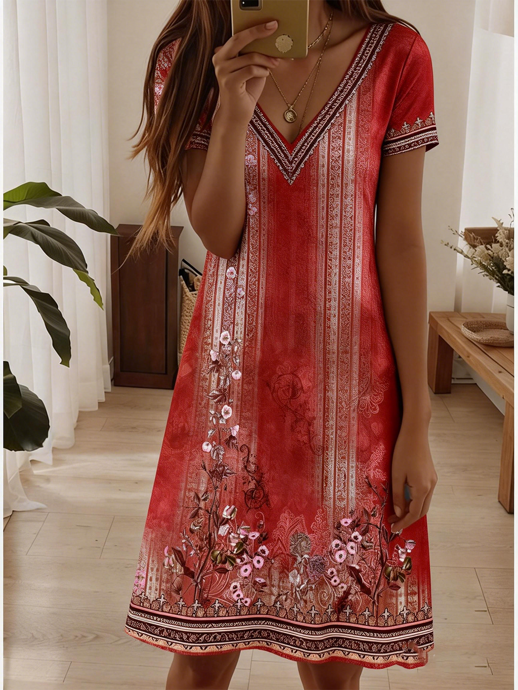 Elegant Gradient Pattern Dress With No