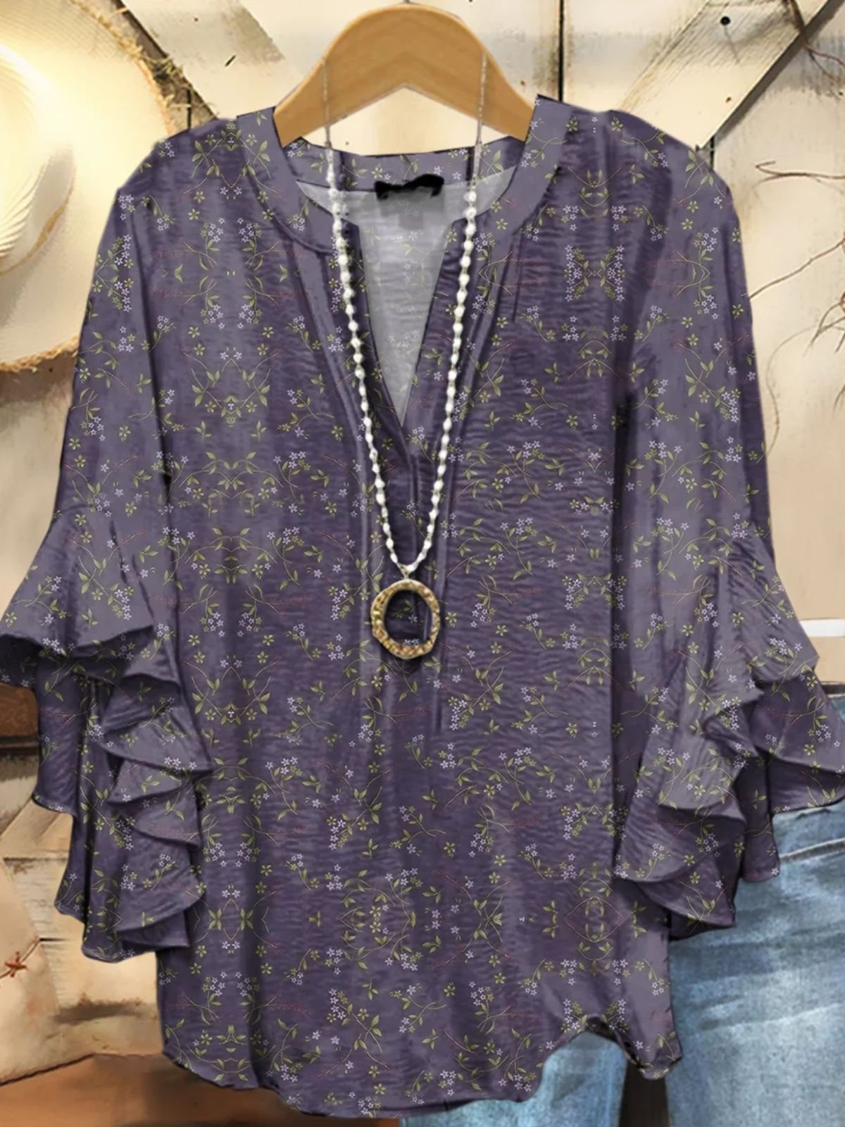 Regular Fit Floral Vacation Blouse