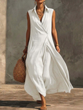 Casual Plain V Neck Maxi Dress