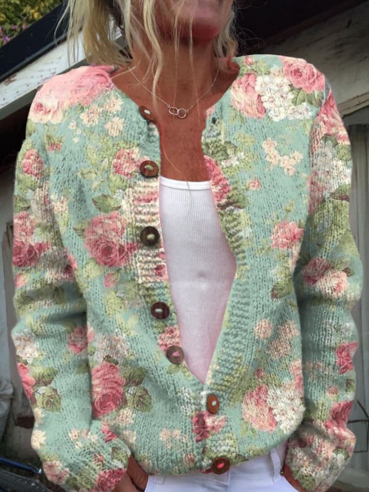 Women's Vintage 3D Print Cardigan