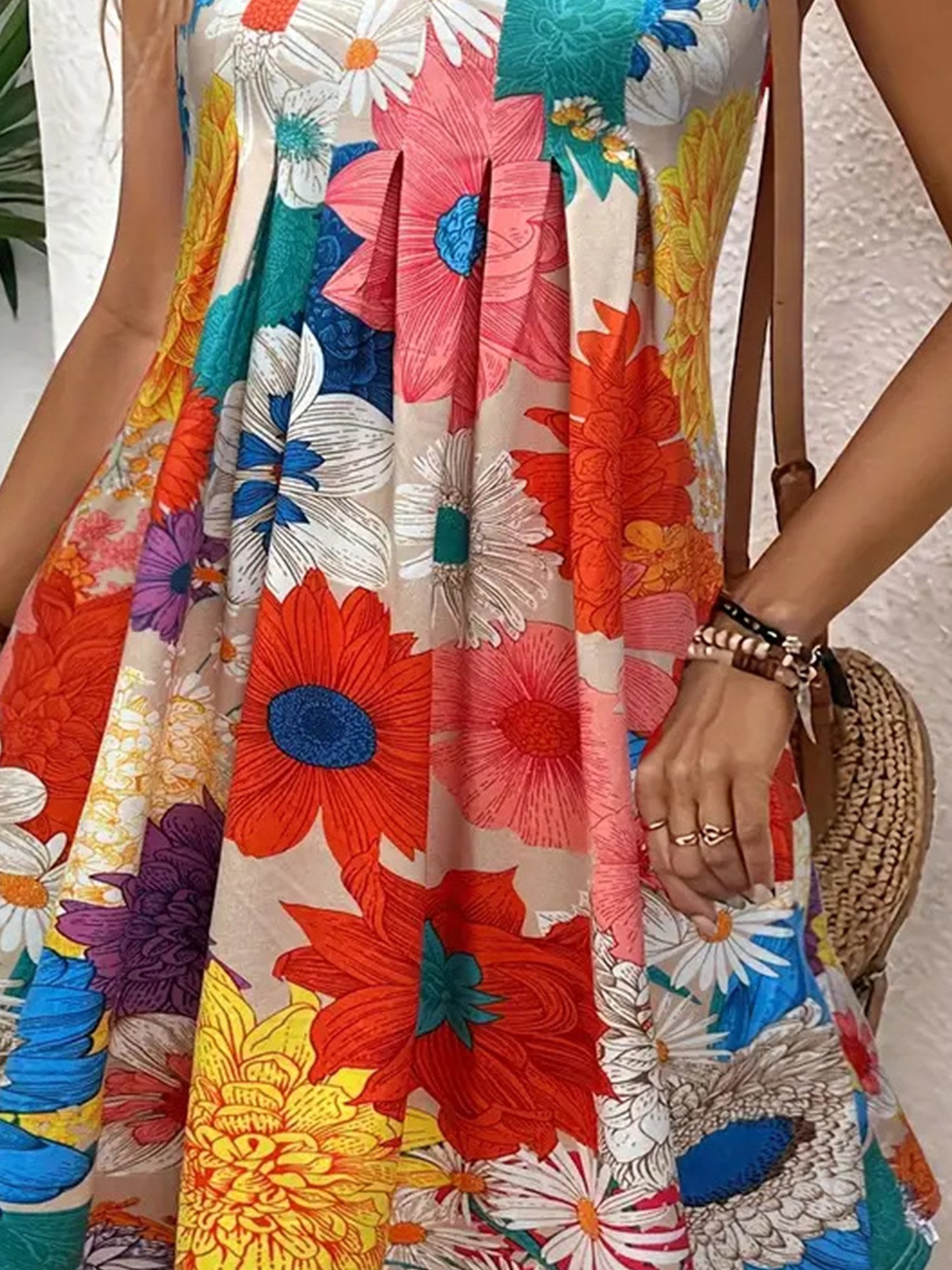 Abstract Print Casual U-Neck Summer Going Out Casual Dress