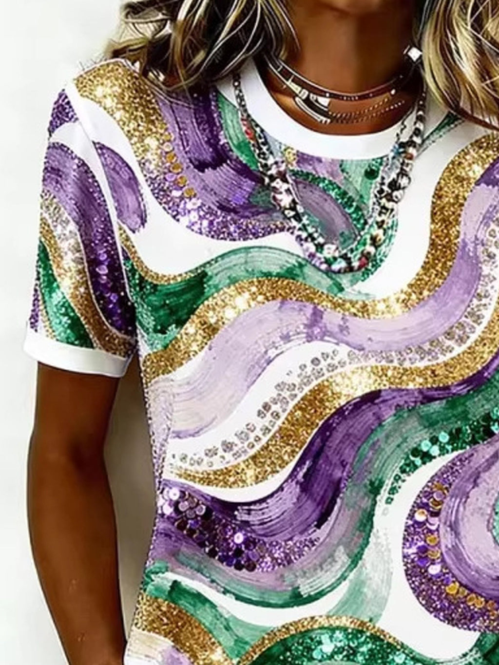 Carnival Theme 3D Print Crew Neck Short Sleeve Casual T-Shirt