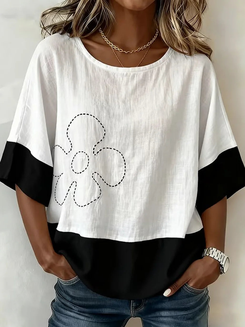 Vintage Cotton And Linen Loose Crew Neck Shirt