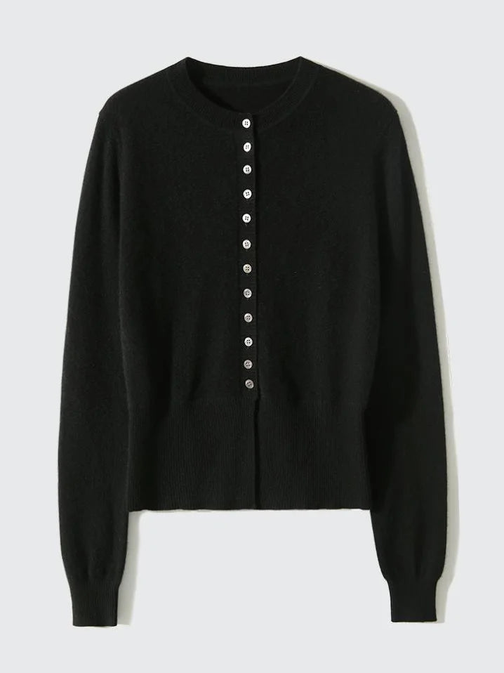 Crew Neck Simple Plain Regular Fit Cardigan