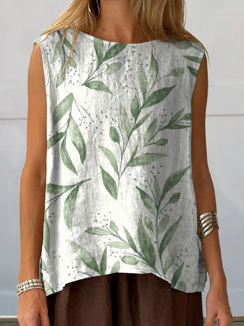 Women's Sleeveless Tank Top Summer White Floral Printing Crew Neck Daily Going Out Casual Top