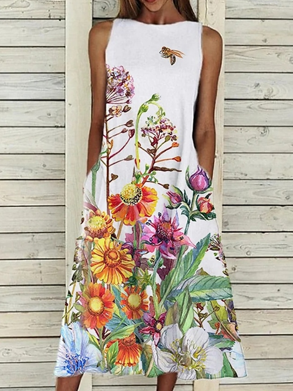 Crew Neck Casual Regular Fit Dress With No Belt