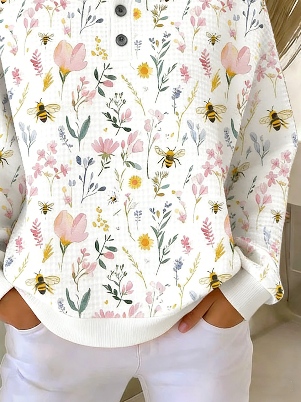 Floral Others Loose Casual Sweatshirt