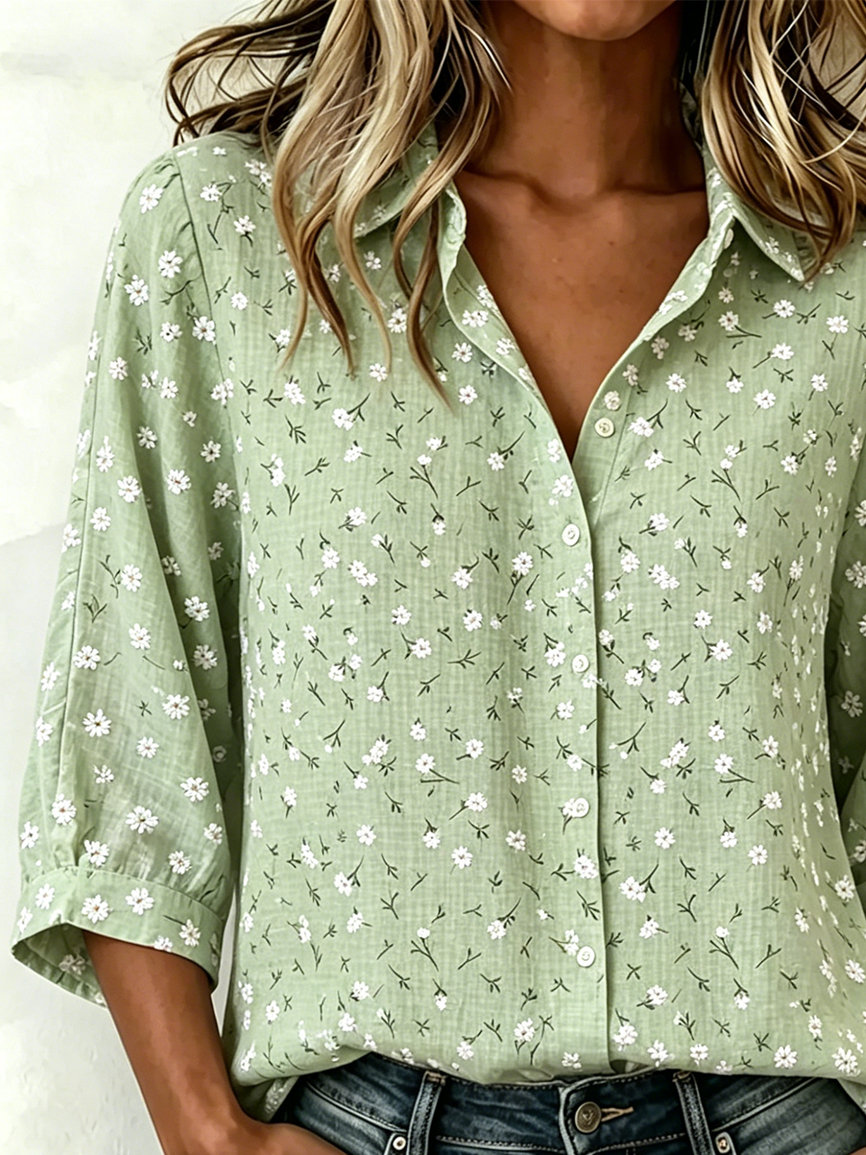Floral Vintage Loose Cotton And Linen Blouse