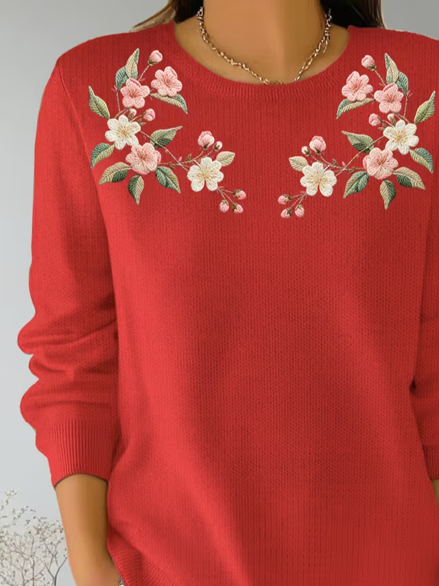 Printing Simple Floral Regular Fit Sweater