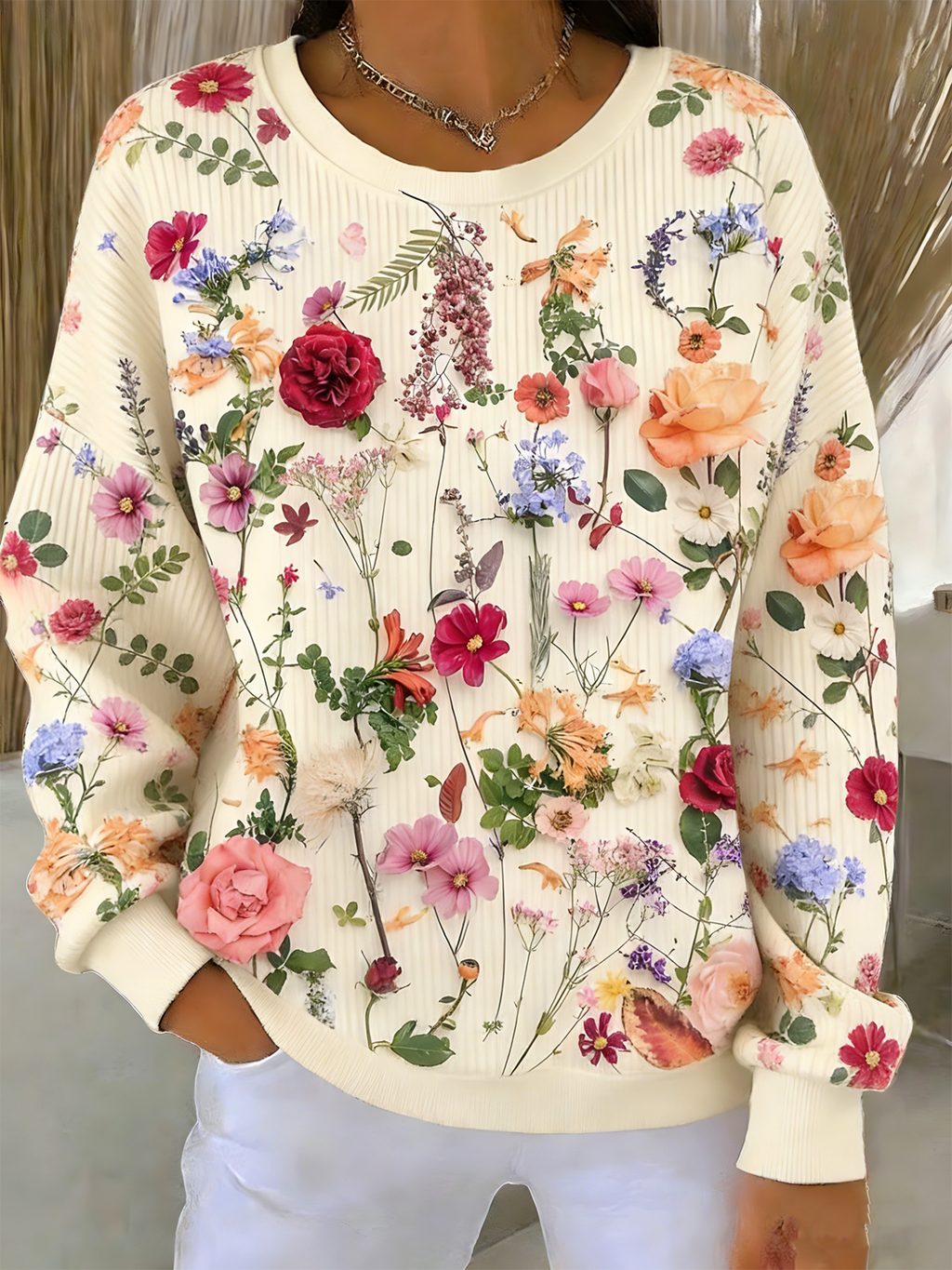 Casual Crew Neck Loose Sweatshirt