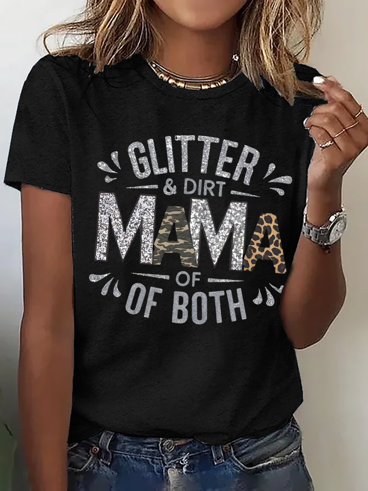 Regular Fit Casual Crew Neck Text Letters T-Shirt