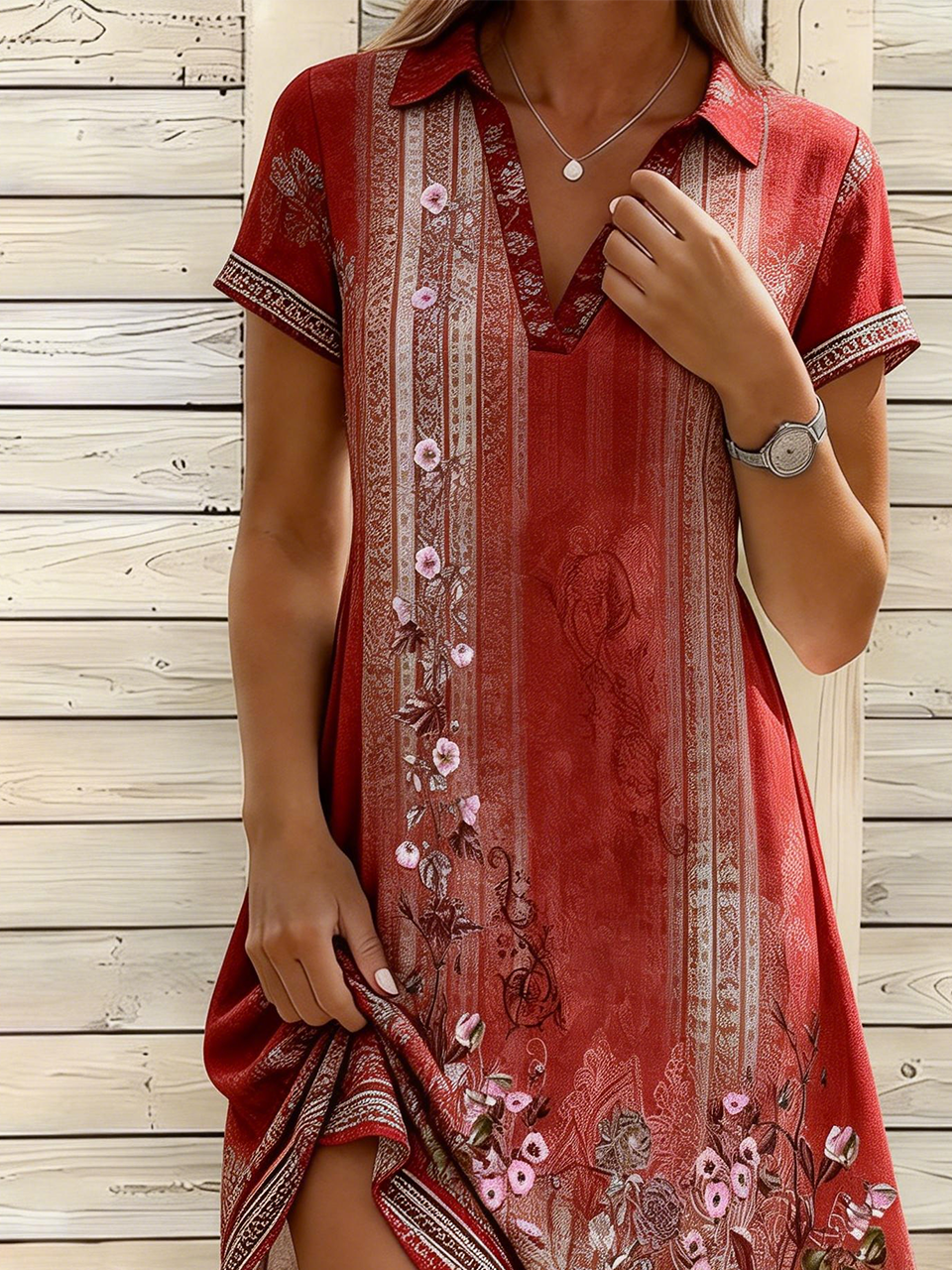 Elegant Loose Shawl Collar Shirt Dress With No