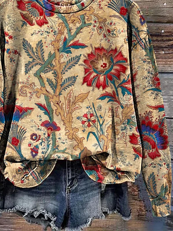 Crew Neck Casual Loose Printing Sweatshirt