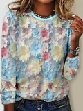 Floral Crew Neck Casual Loose T-Shirt