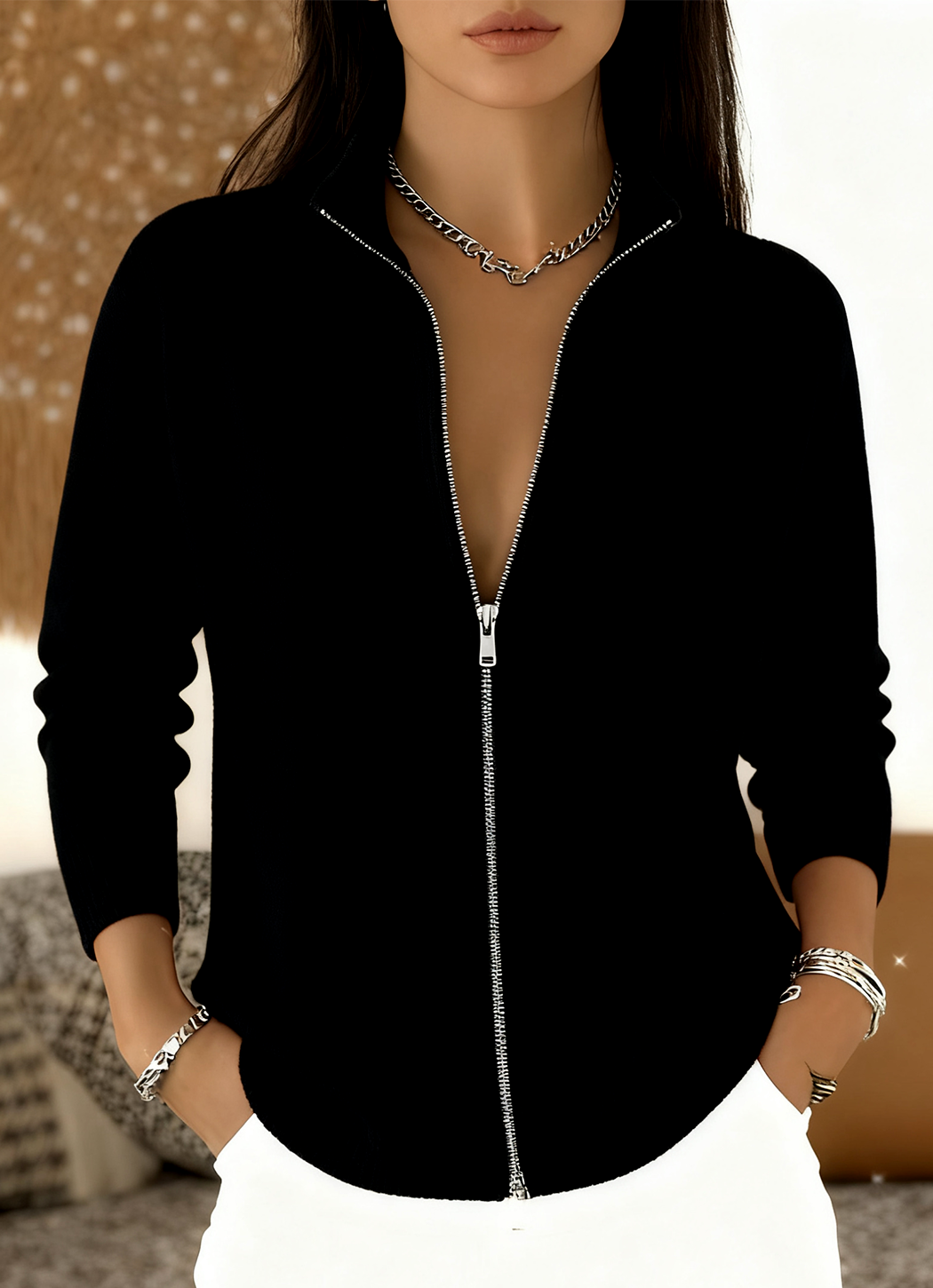 Wool/Knitting Others Simple Plain Cardigan