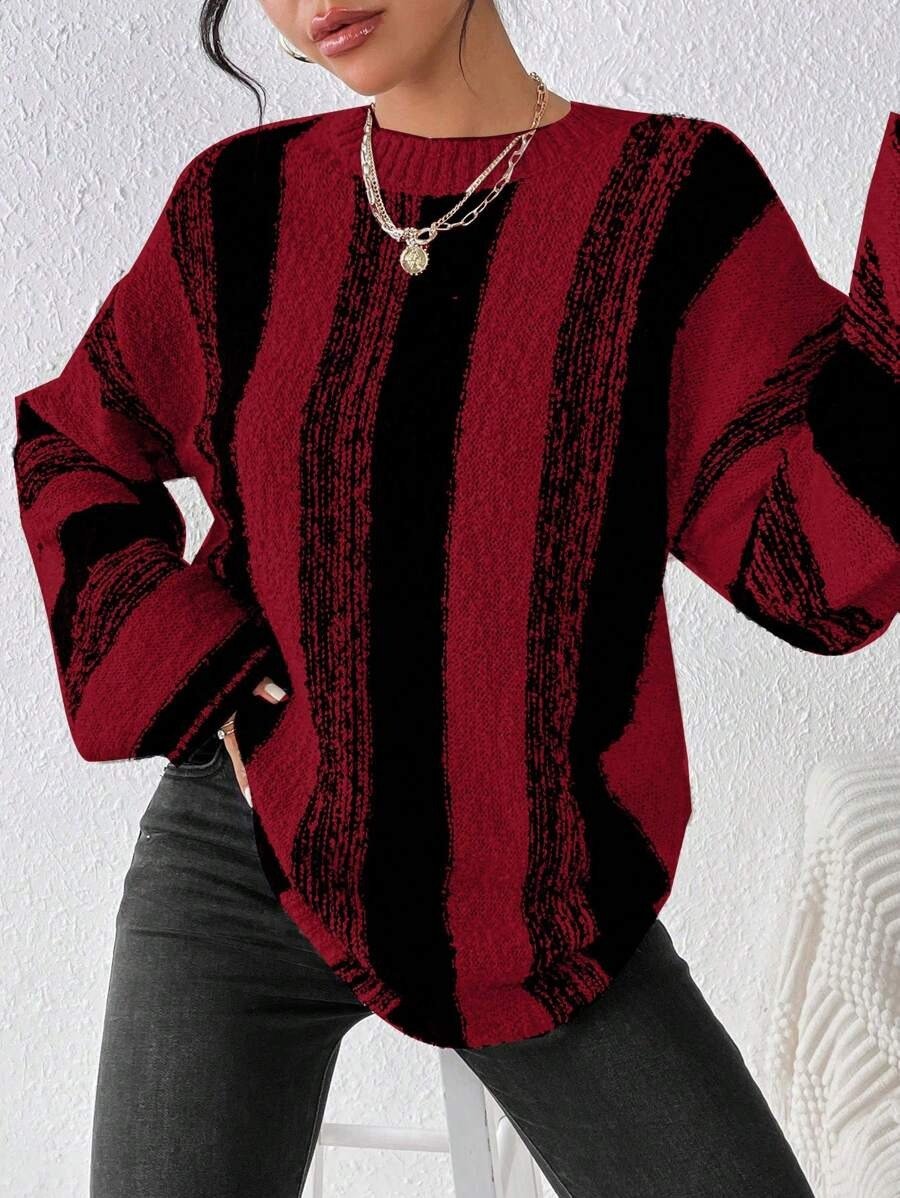 Simple Striped Wool/Knitting Split Joint Sweater