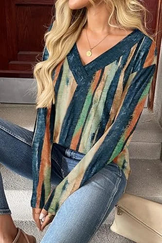 V Neck Casual Cotton-Blend Loose T-Shirt