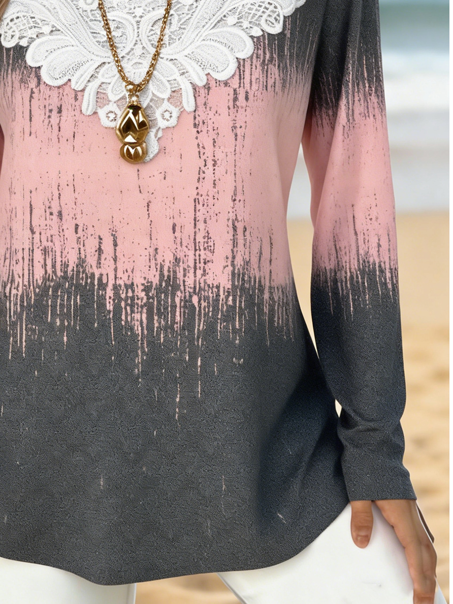 Cotton Elegant Loose Lace T-Shirt